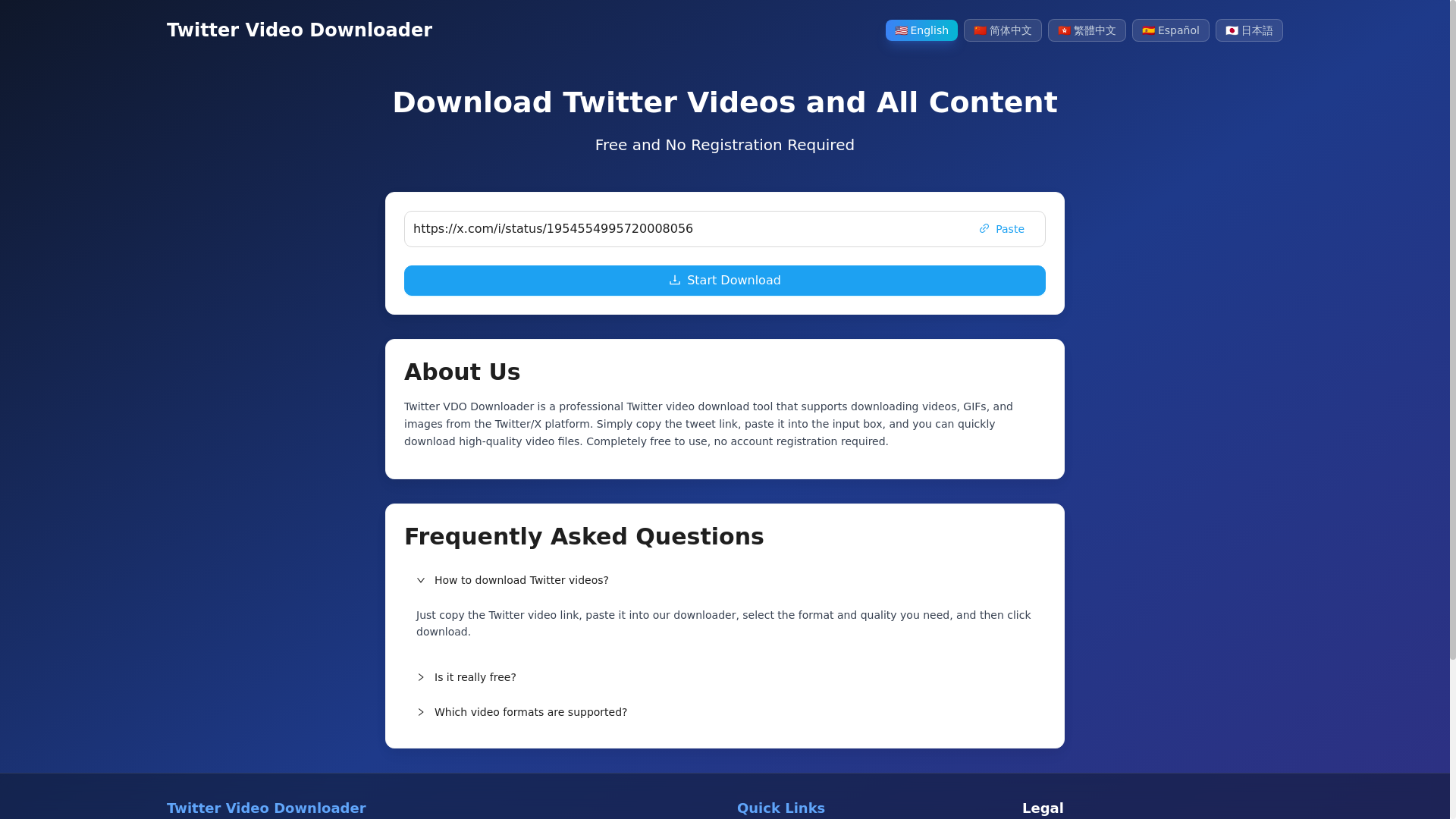 website screenshot of https://twitter-video-downloader-3jl.pages.dev/