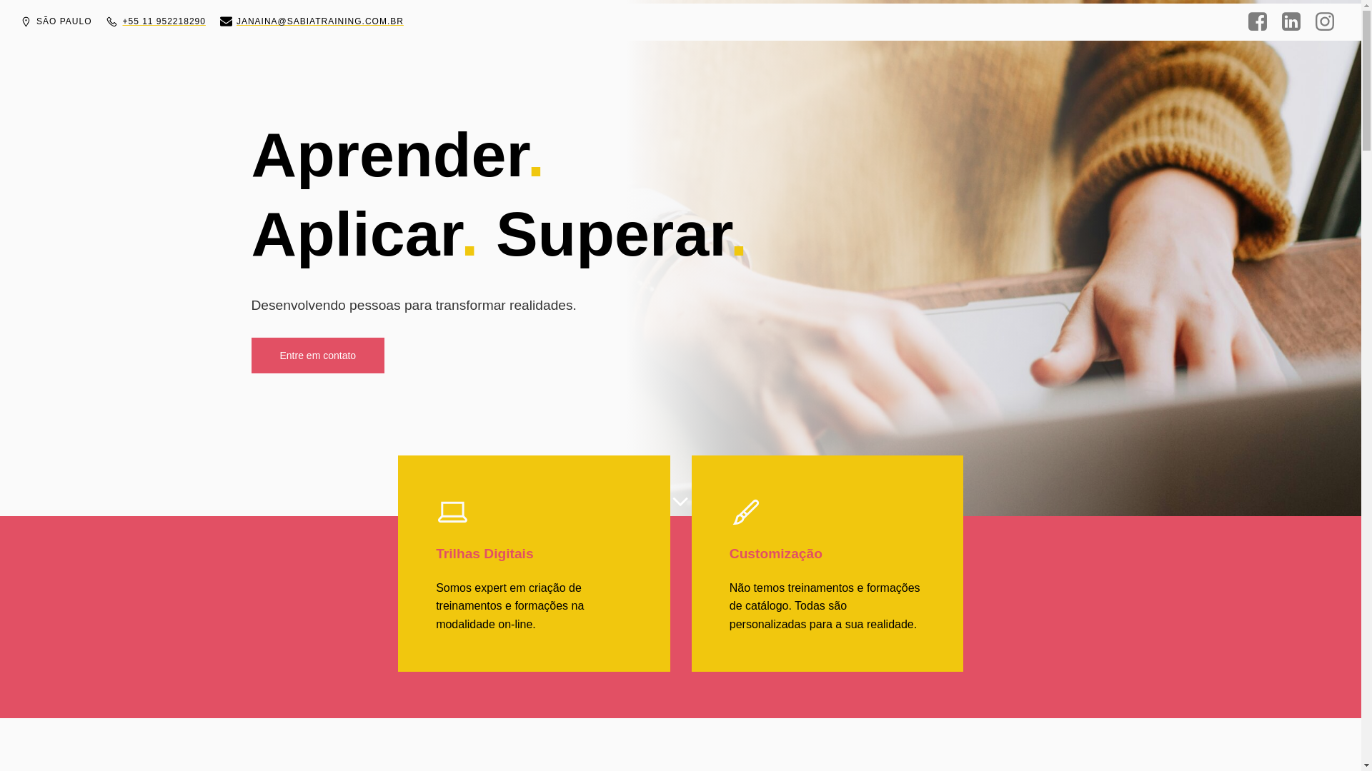 website screenshot of https://sabiatraining.com.br/