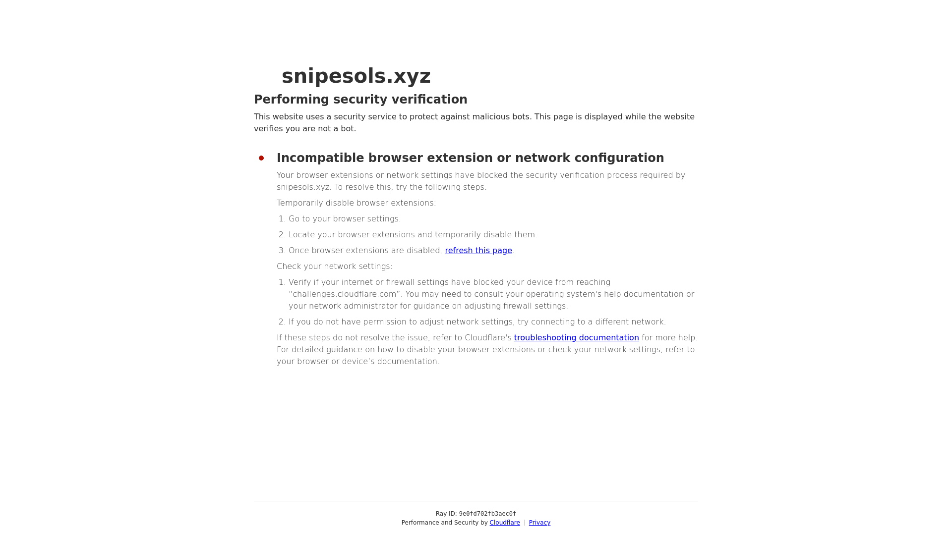 website screenshot of https://snipesols.xyz