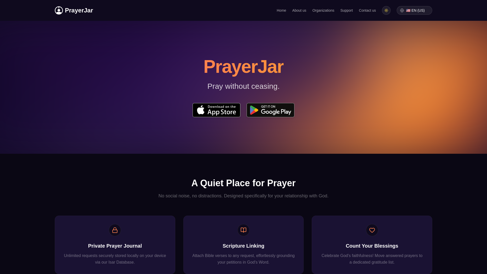 website screenshot of https://prayerjar-website.pages.dev/