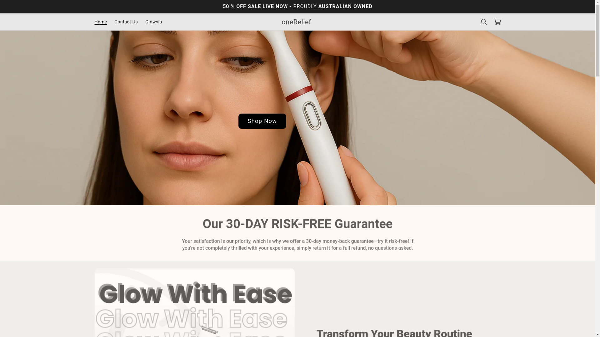 website screenshot of https://onerelief.shop/
