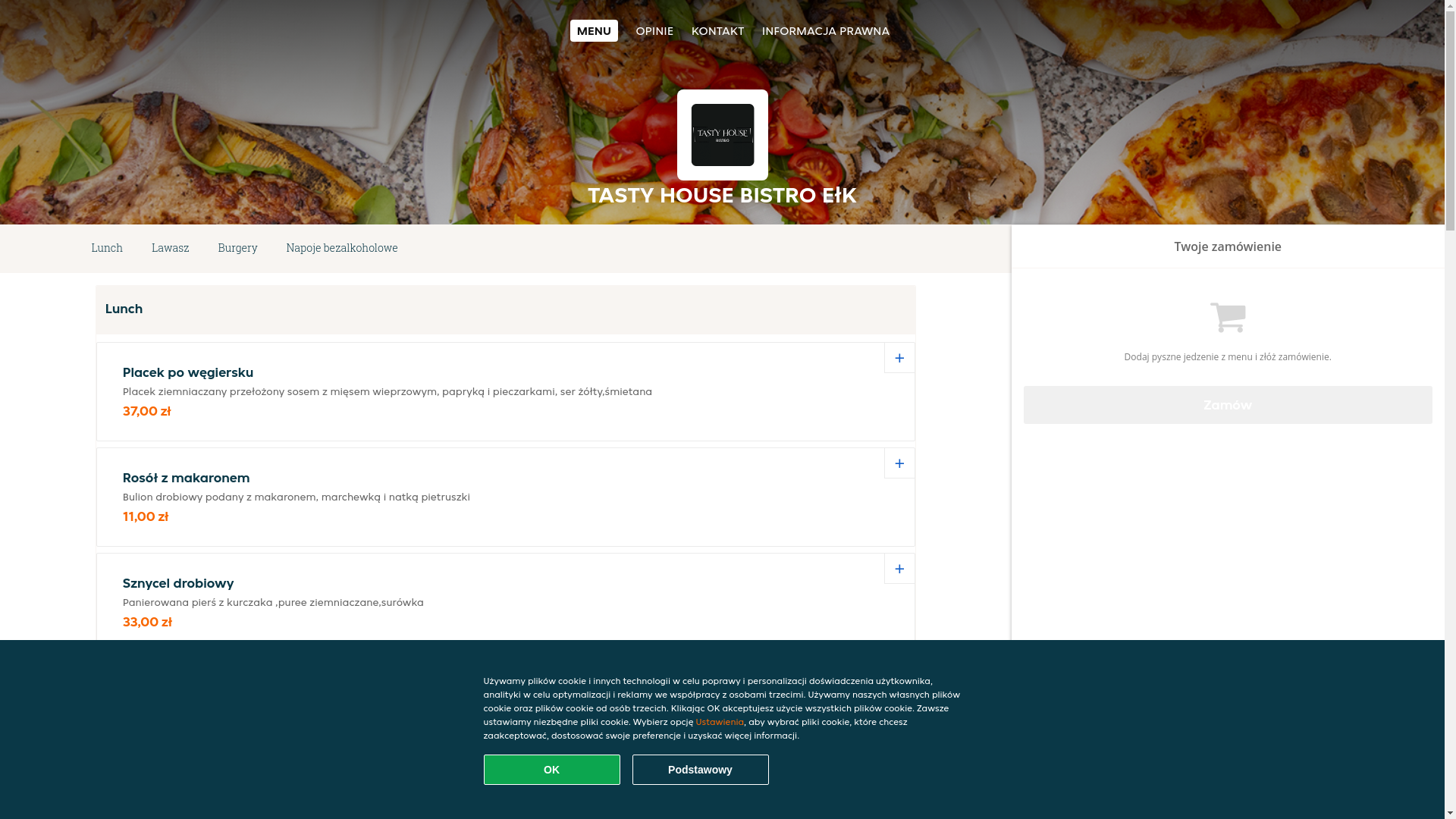 website screenshot of https://tasty-house-bistro-elk.pl/