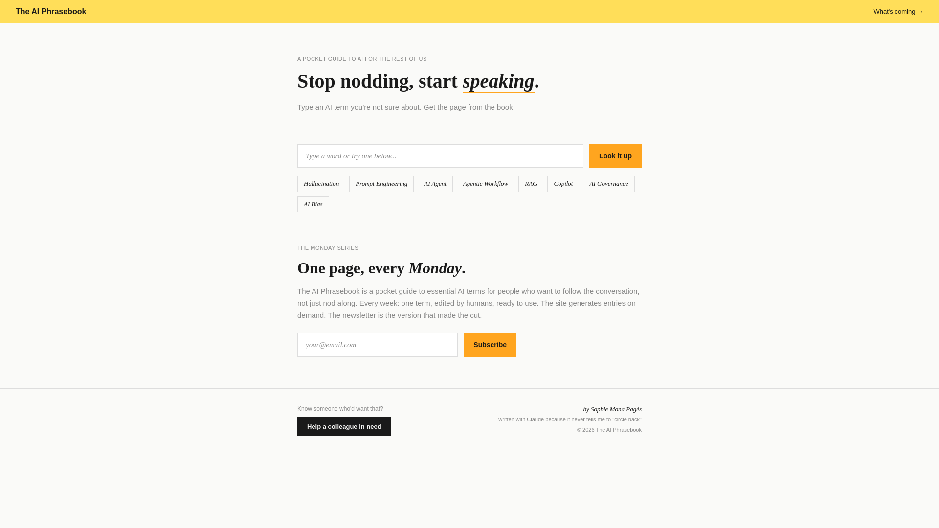 website screenshot of https://theaiphrasebook.com/