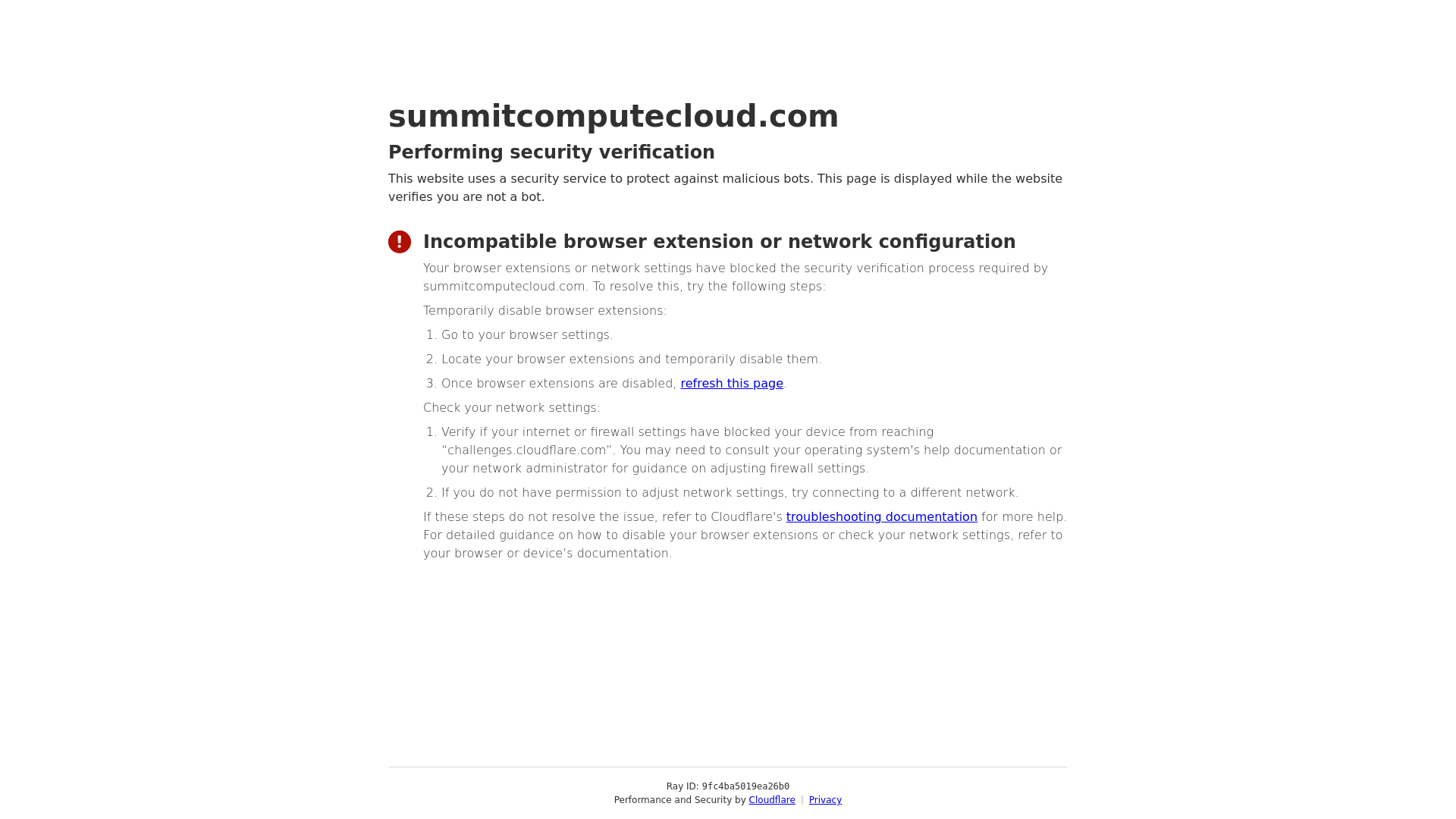 website screenshot of https://summitcomputecloud.com/