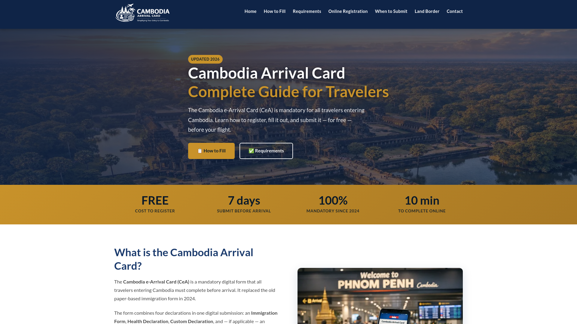 website screenshot of https://cambodiaarrivalcard.net/