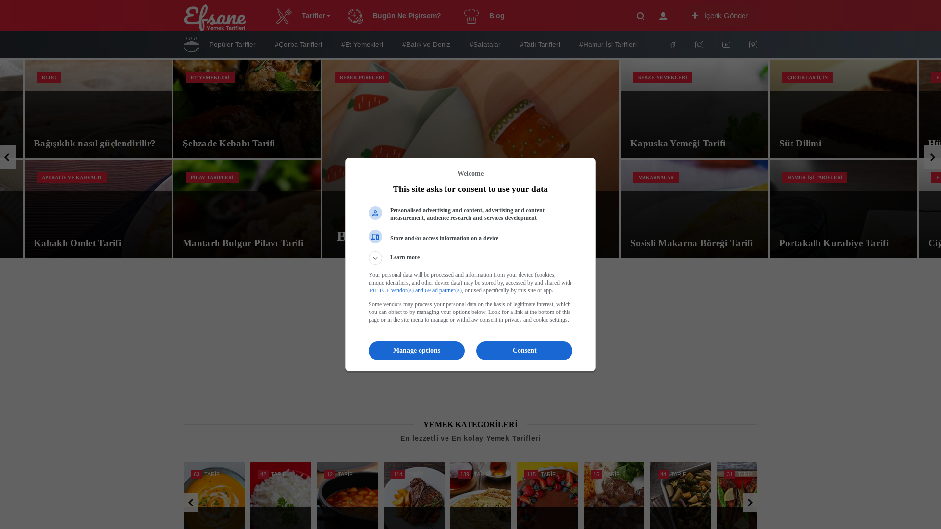website screenshot of http://www.efsaneyemektarifleri.com/