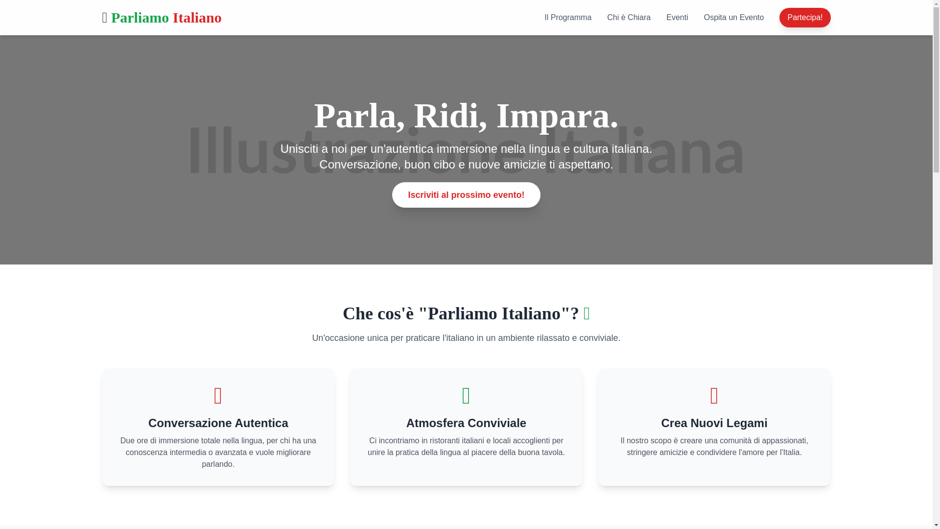 website screenshot of https://parliamoitaliano.fun/