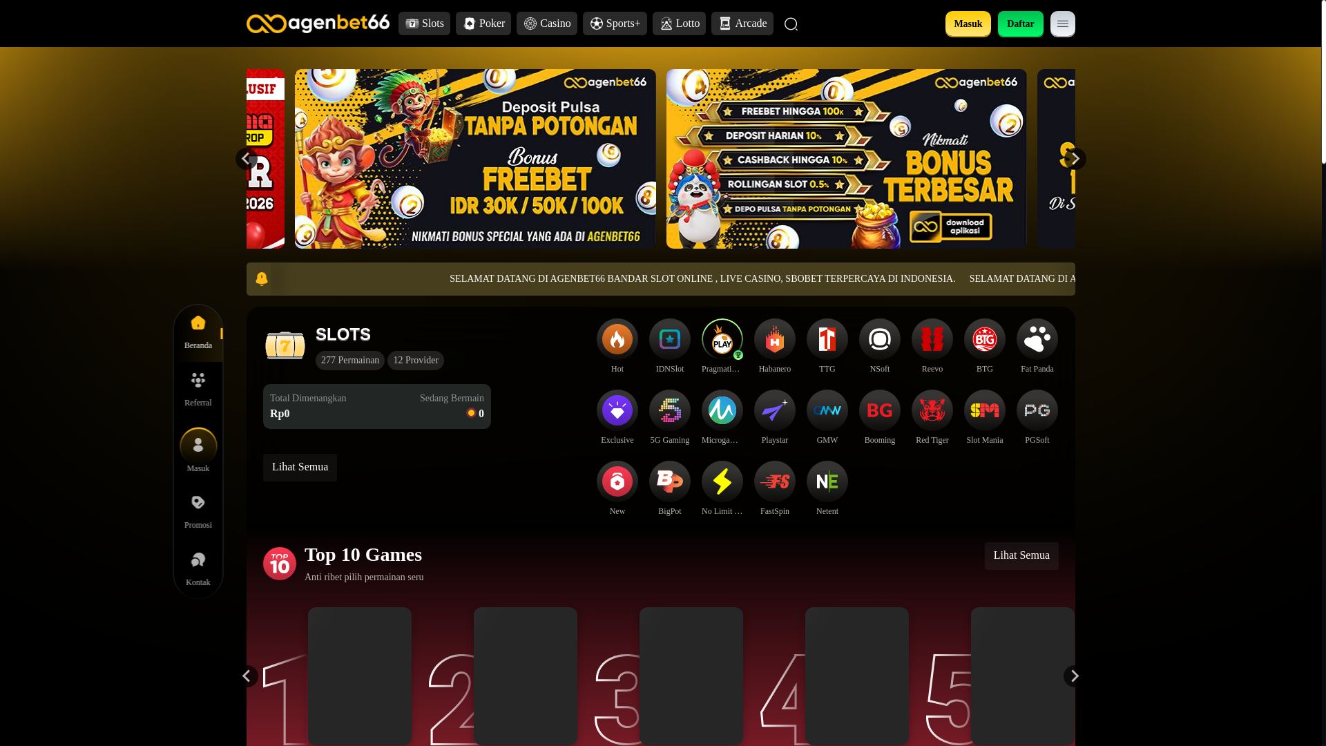website screenshot of https://agenbet66s.online/