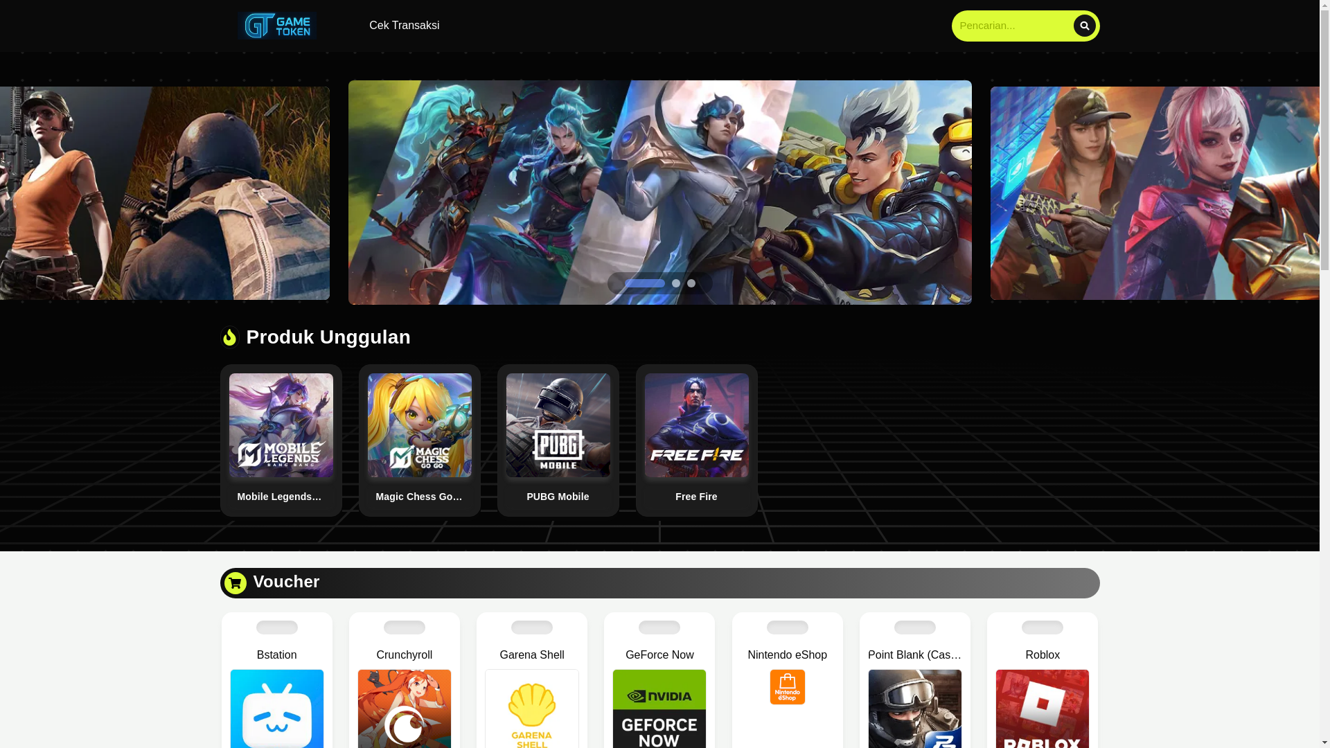 website screenshot of https://gametoken.id/
