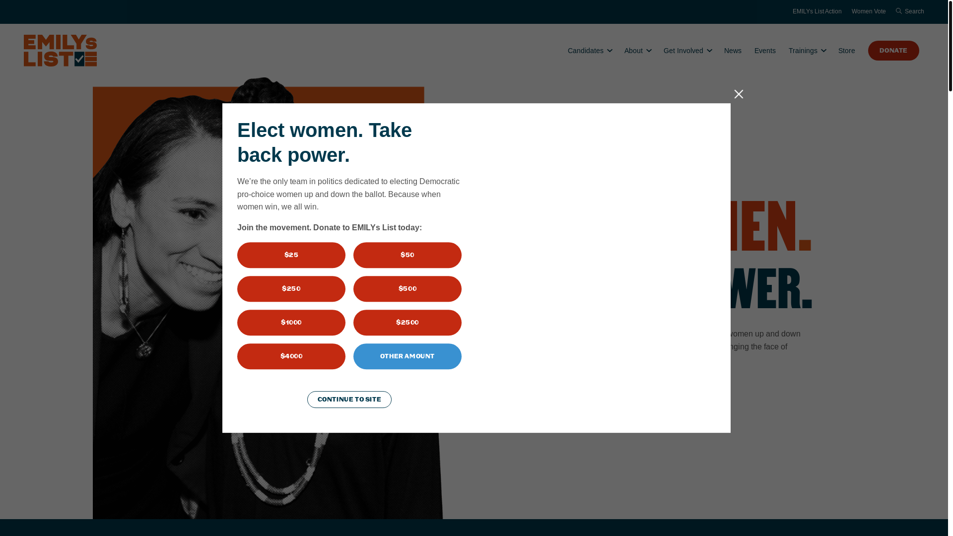 website screenshot of https://emilyslist-give.org/