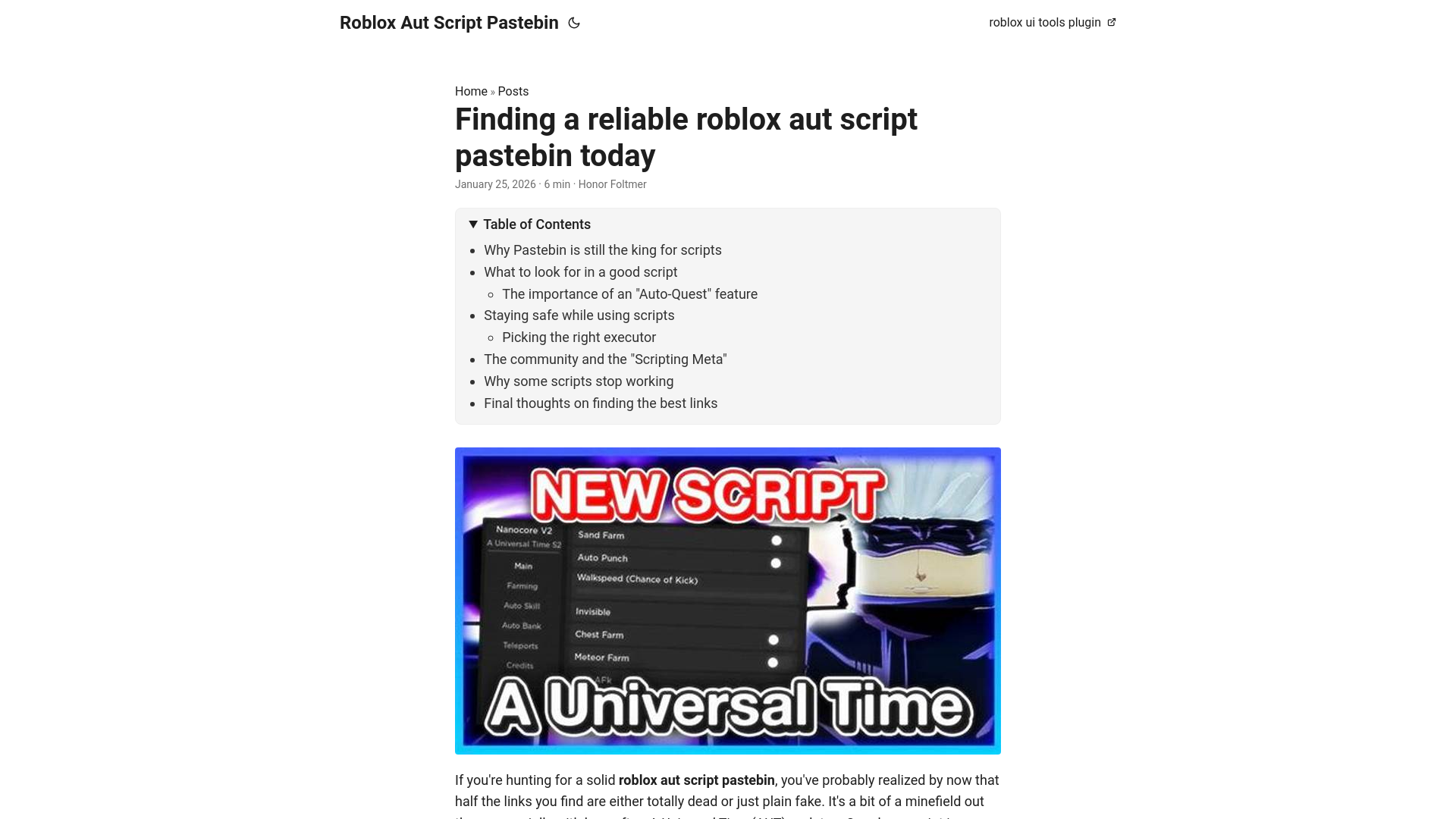 website screenshot of https://roblox-aut-script-pastebin.pages.dev/