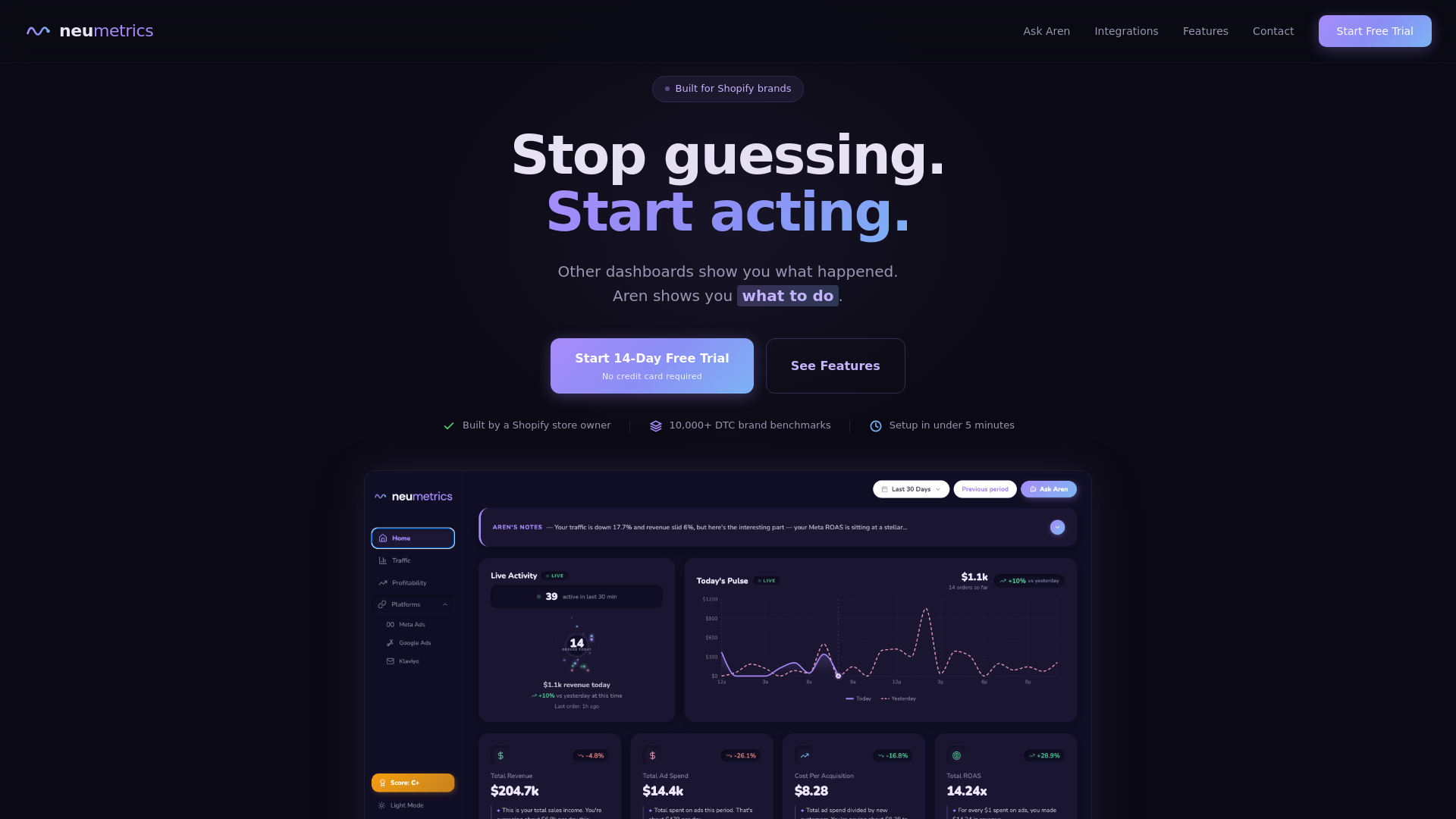 website screenshot of https://neumetrics.ai/