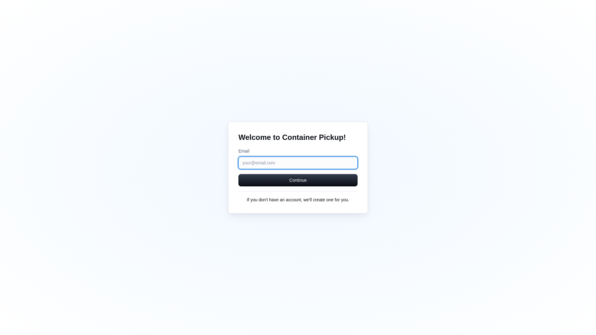 website screenshot of https://container-pickup-admin-staging.pages.dev/