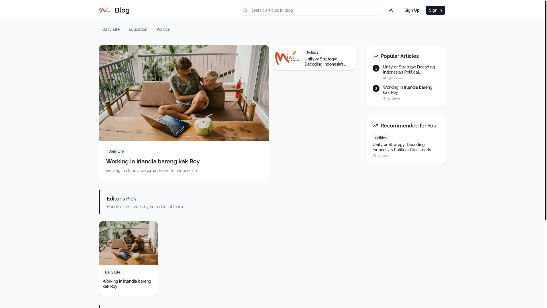 website screenshot of https://portalone.my.id/