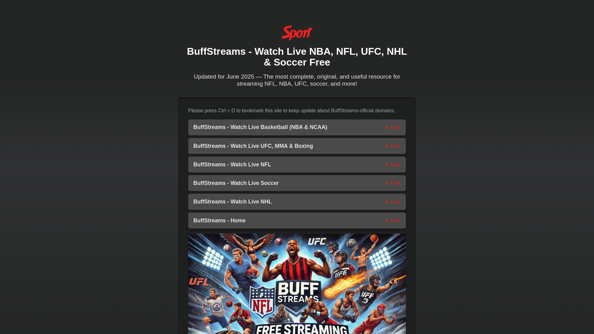 website screenshot of https://buffstreamstv-us.pages.dev/