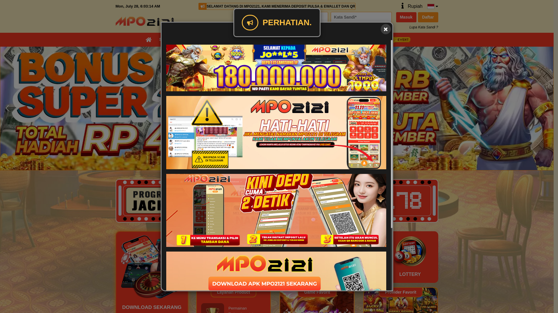 website screenshot of https://mpo2121lembong.info/