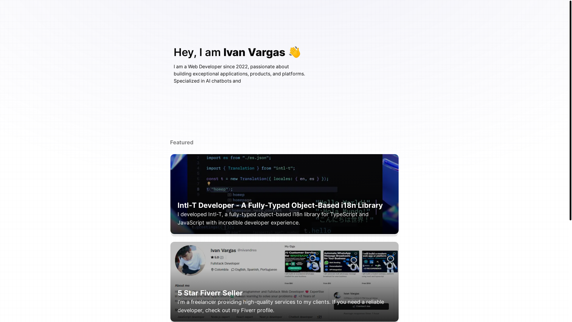 website screenshot of https://nivan.dev/