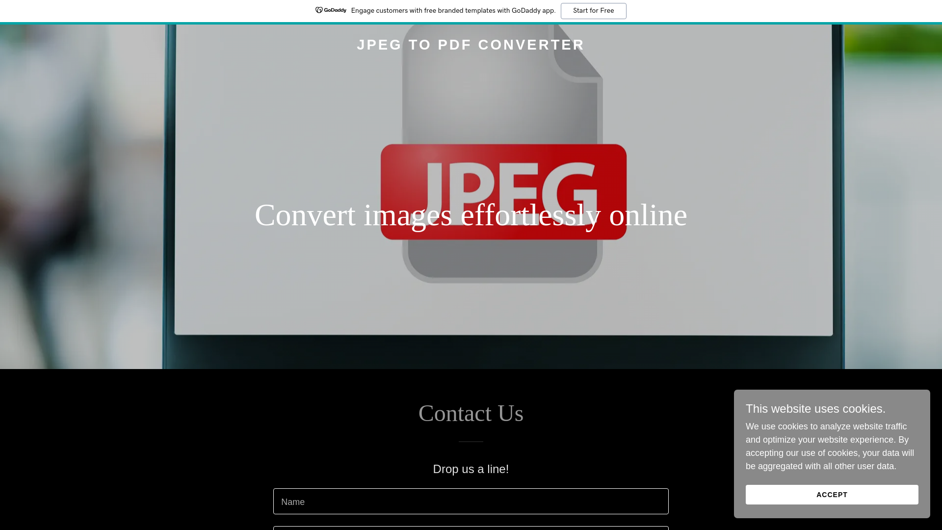 website screenshot of https://jpeg2pdfconverter.com/