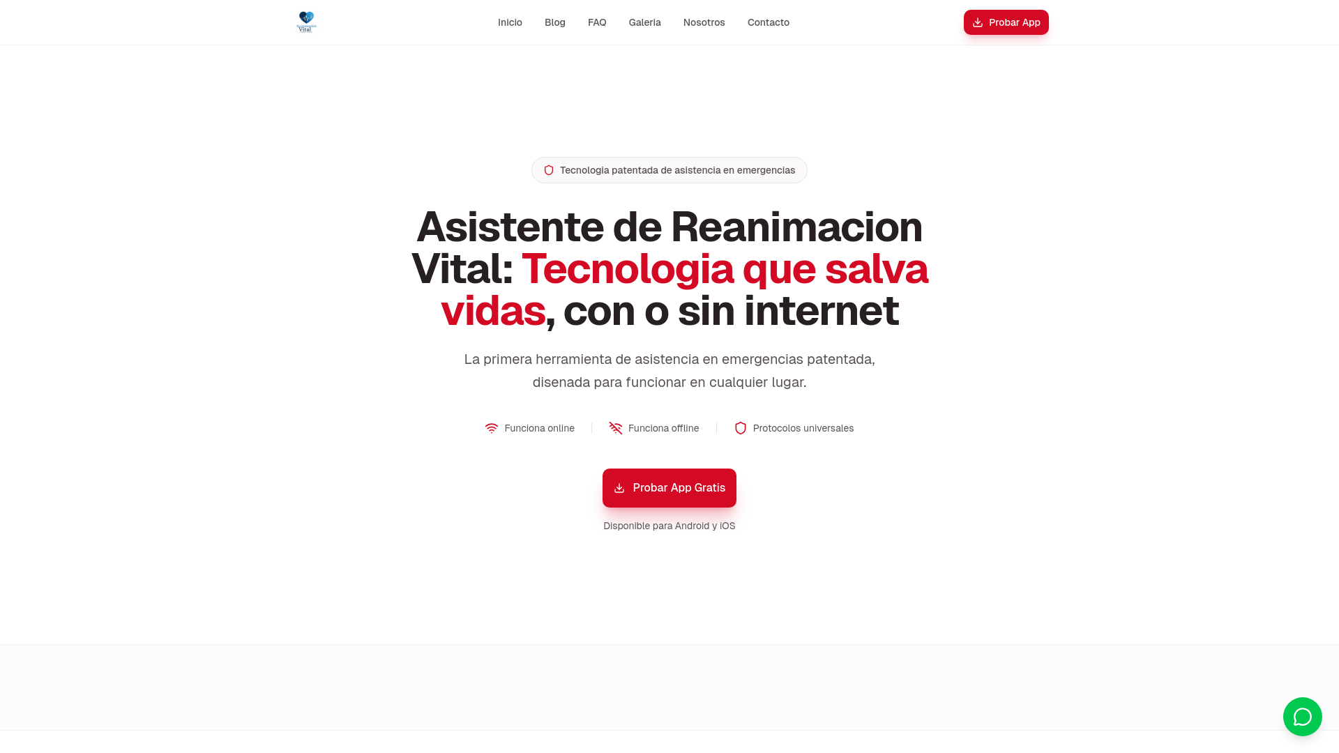 website screenshot of https://reanimacionvital.com/