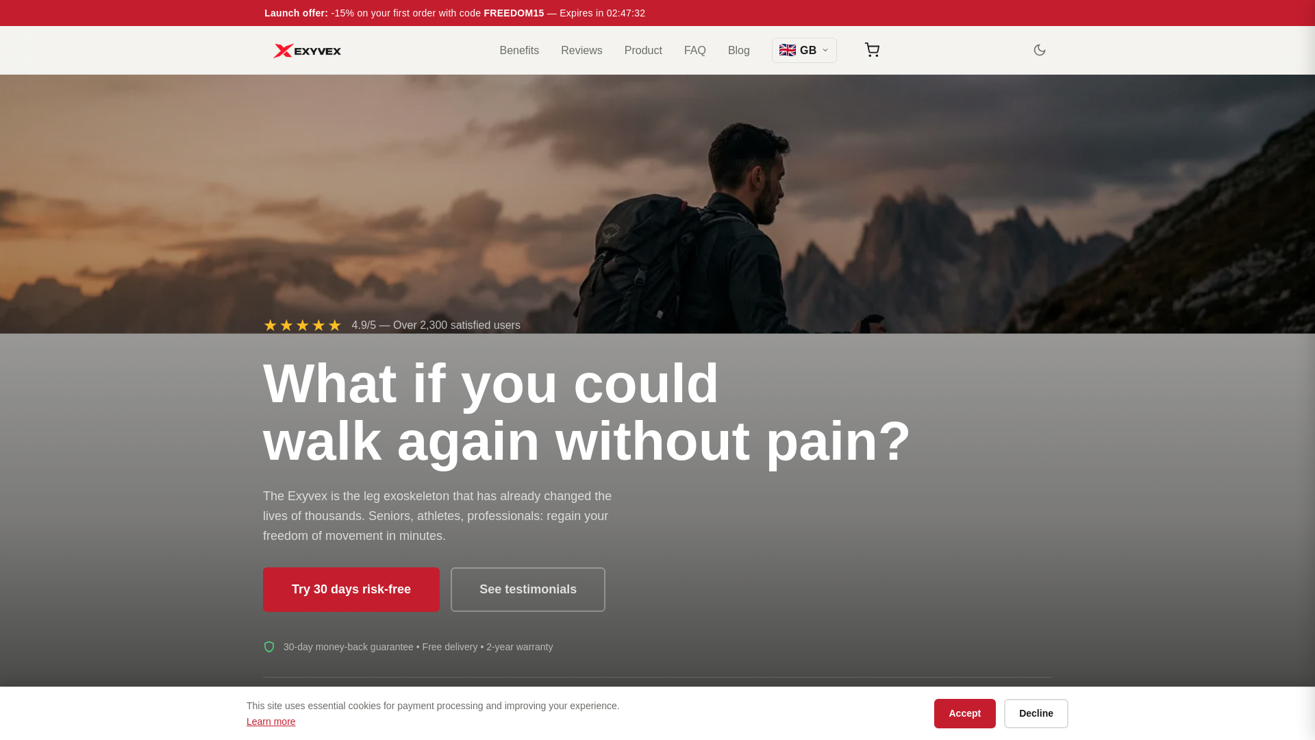 website screenshot of https://exyvex.com/