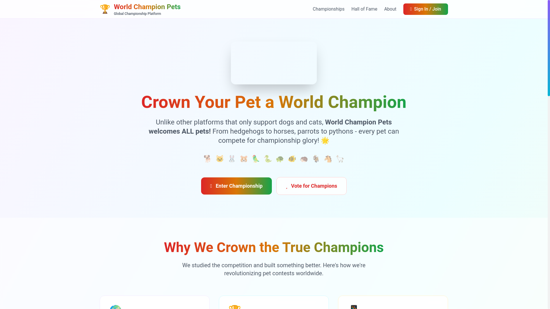 website screenshot of https://worldchampionpets.pages.dev/