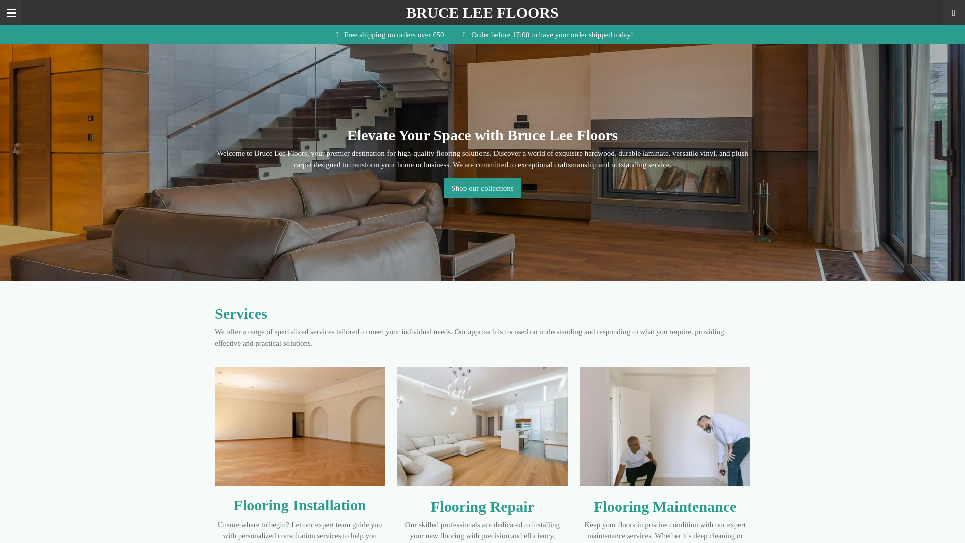 website screenshot of https://bruceleefloors.com/