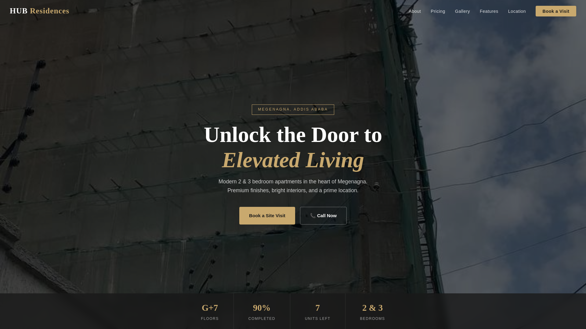 website screenshot of https://hubresidencesaddis.com/