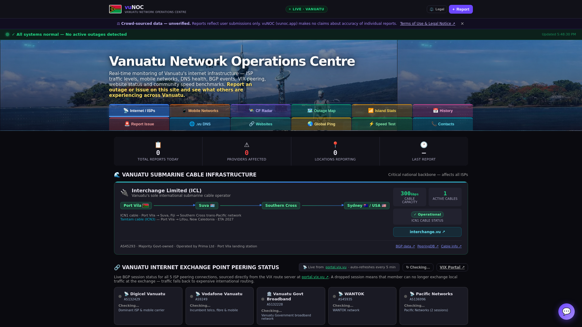 website screenshot of https://vunoc.app/