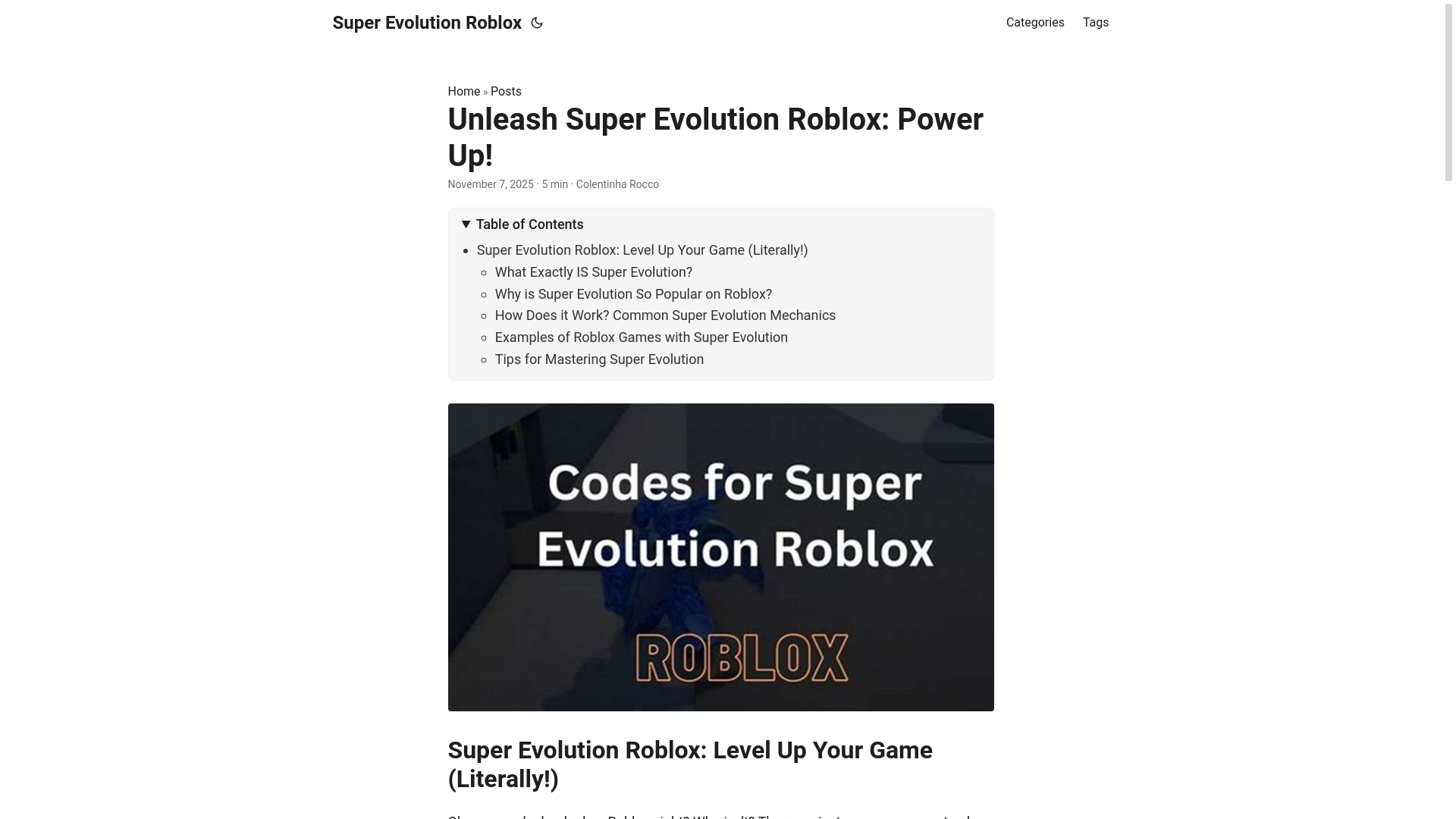 website screenshot of https://super-evolution-roblox.pages.dev/
