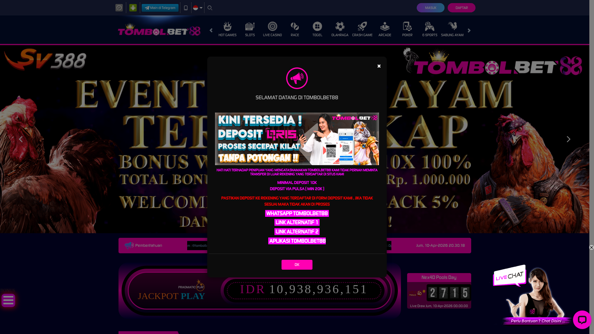 website screenshot of https://tombolbet88hiburan.com