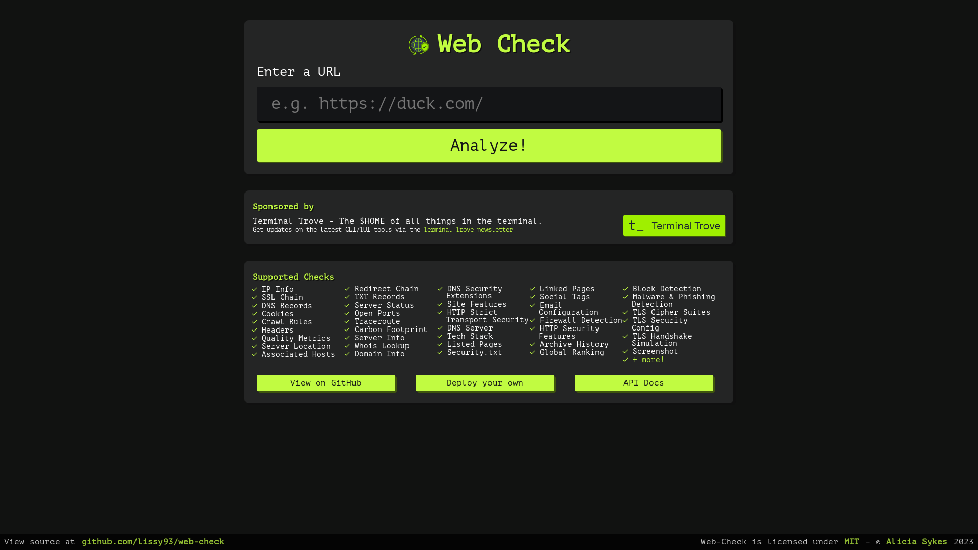 website screenshot of https://webcheck.kanabyte.com.co/