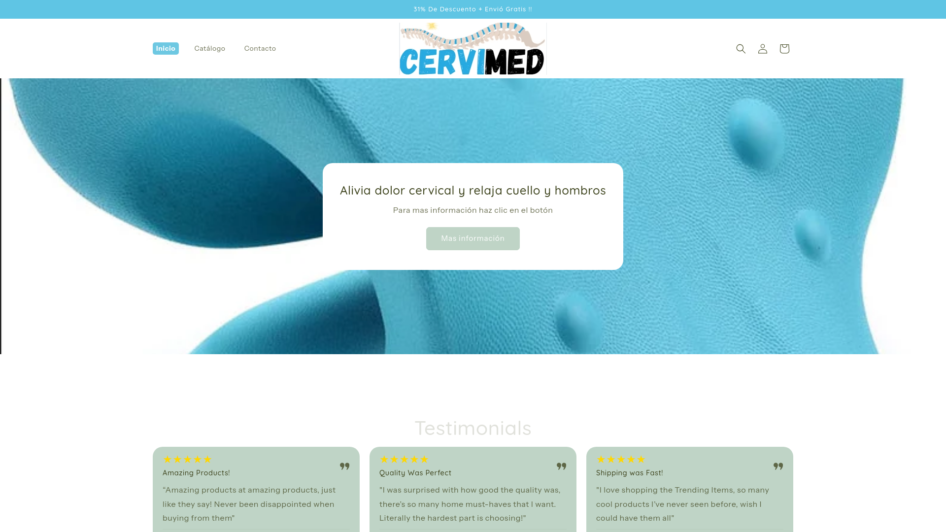 website screenshot of https://thecervimed.com/