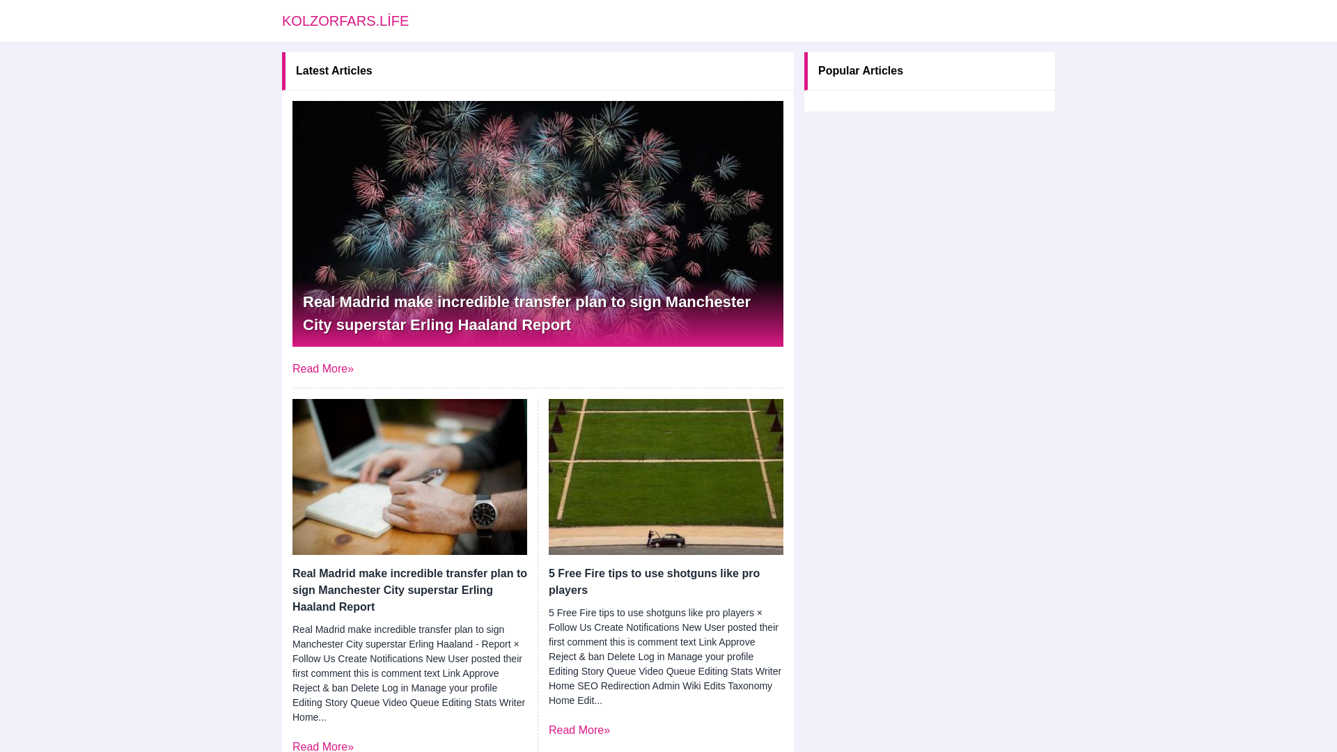 website screenshot of https://kolzorfars.life/