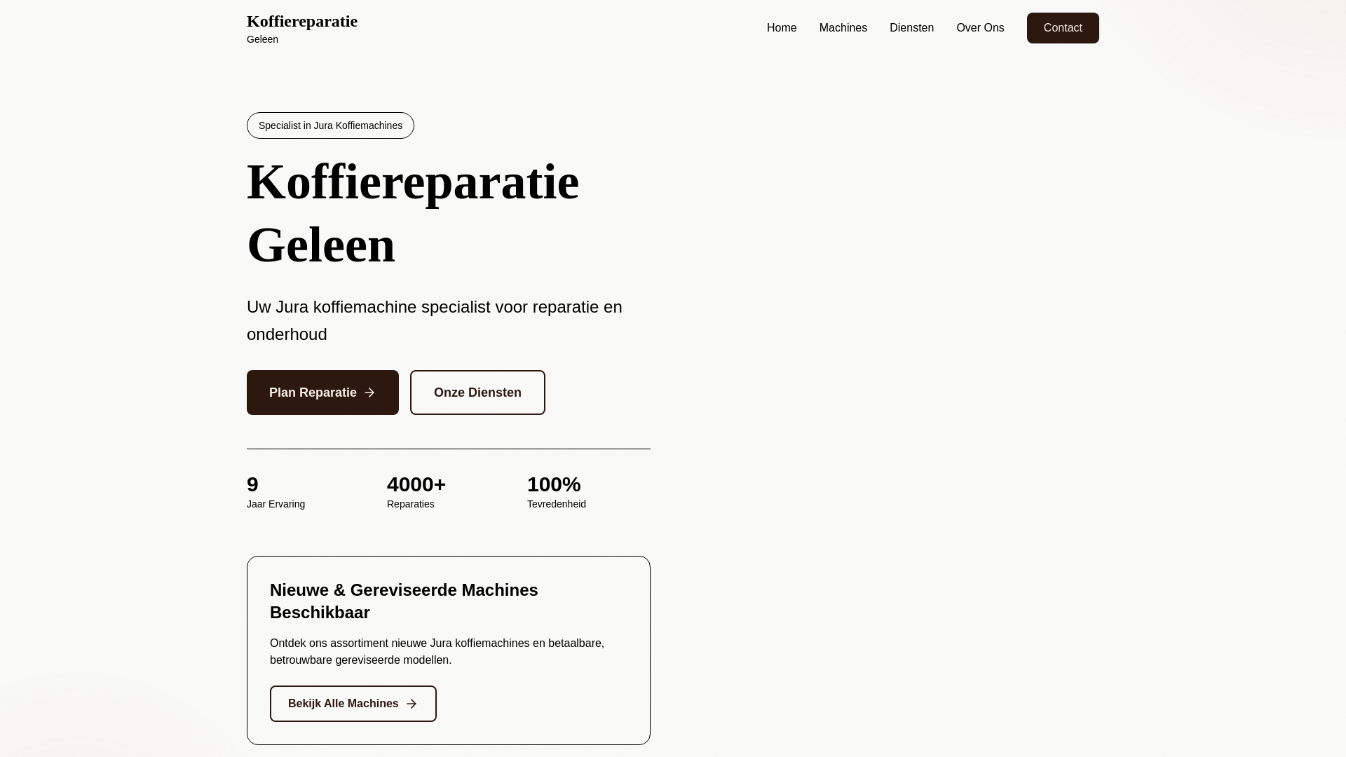 website screenshot of https://koffiereparatie-geleen.nl/