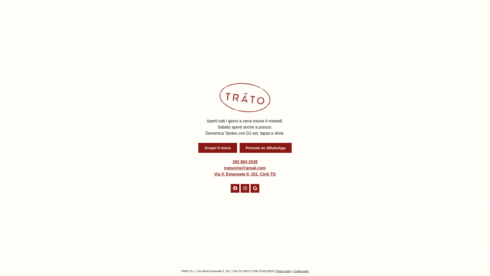 website screenshot of https://tratocirie.it