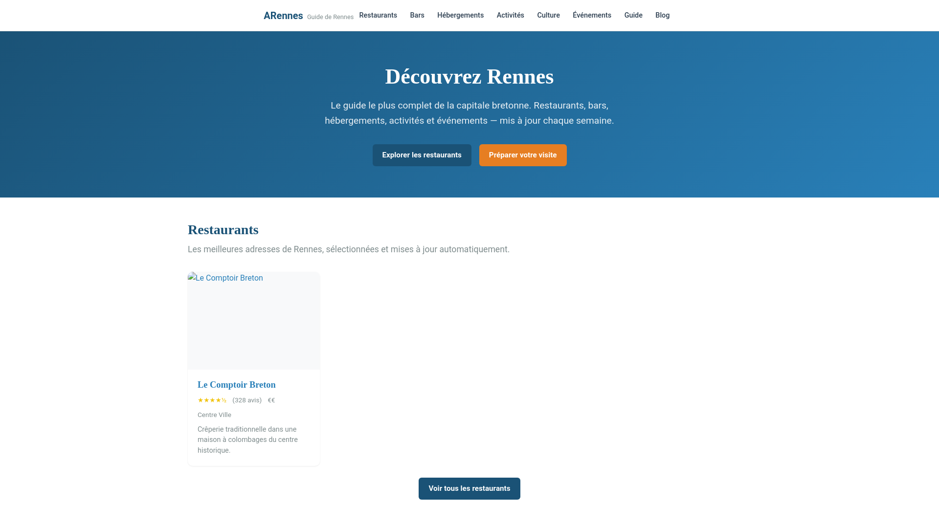 website screenshot of https://arennes.pages.dev/