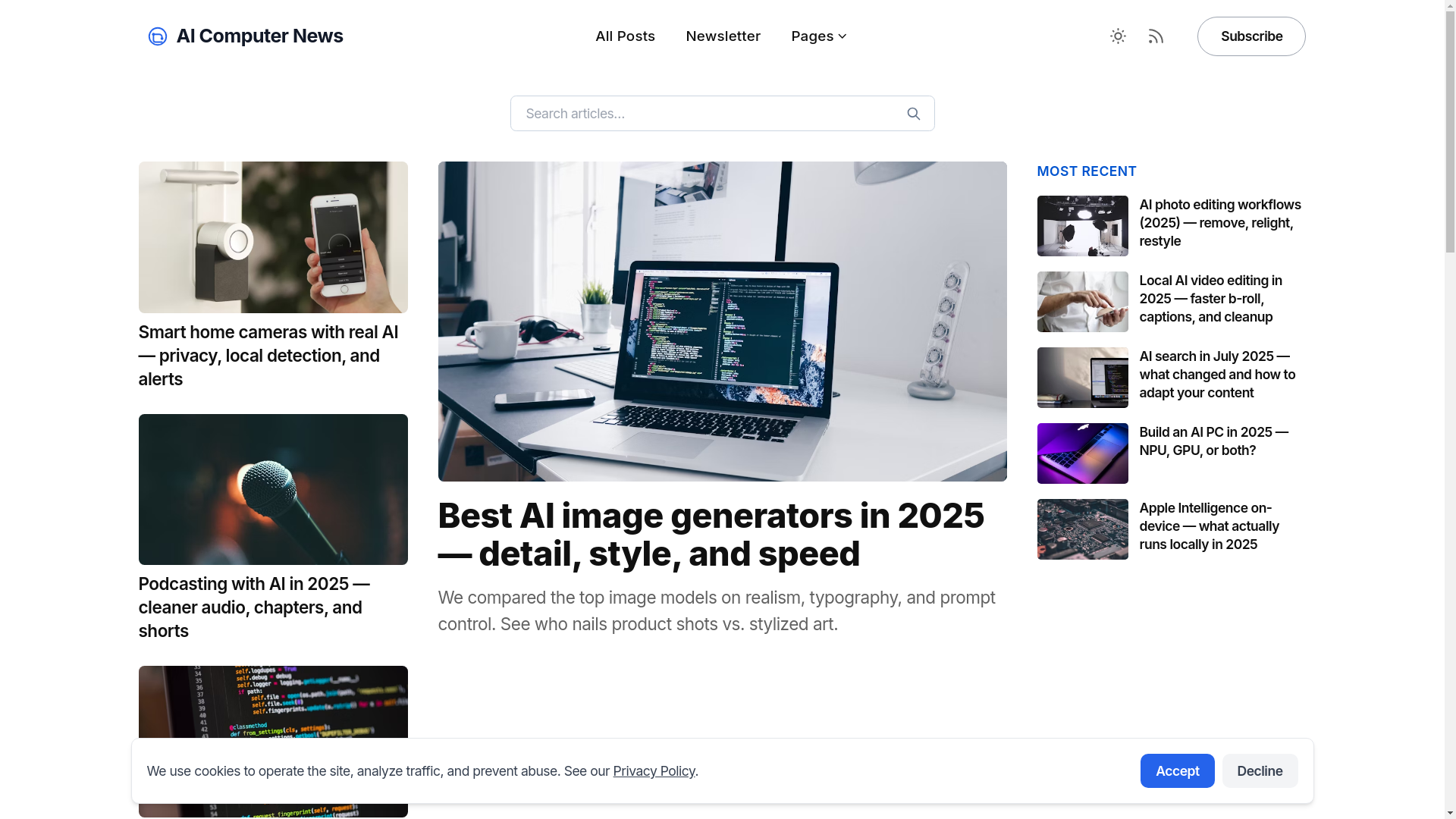 website screenshot of https://aicomputernews.pages.dev/
