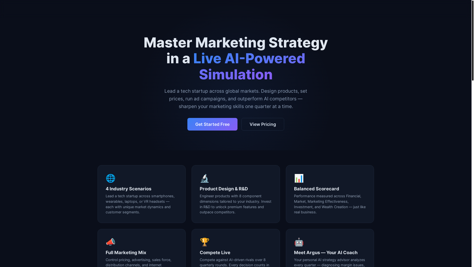 website screenshot of https://marketsimlive.com/