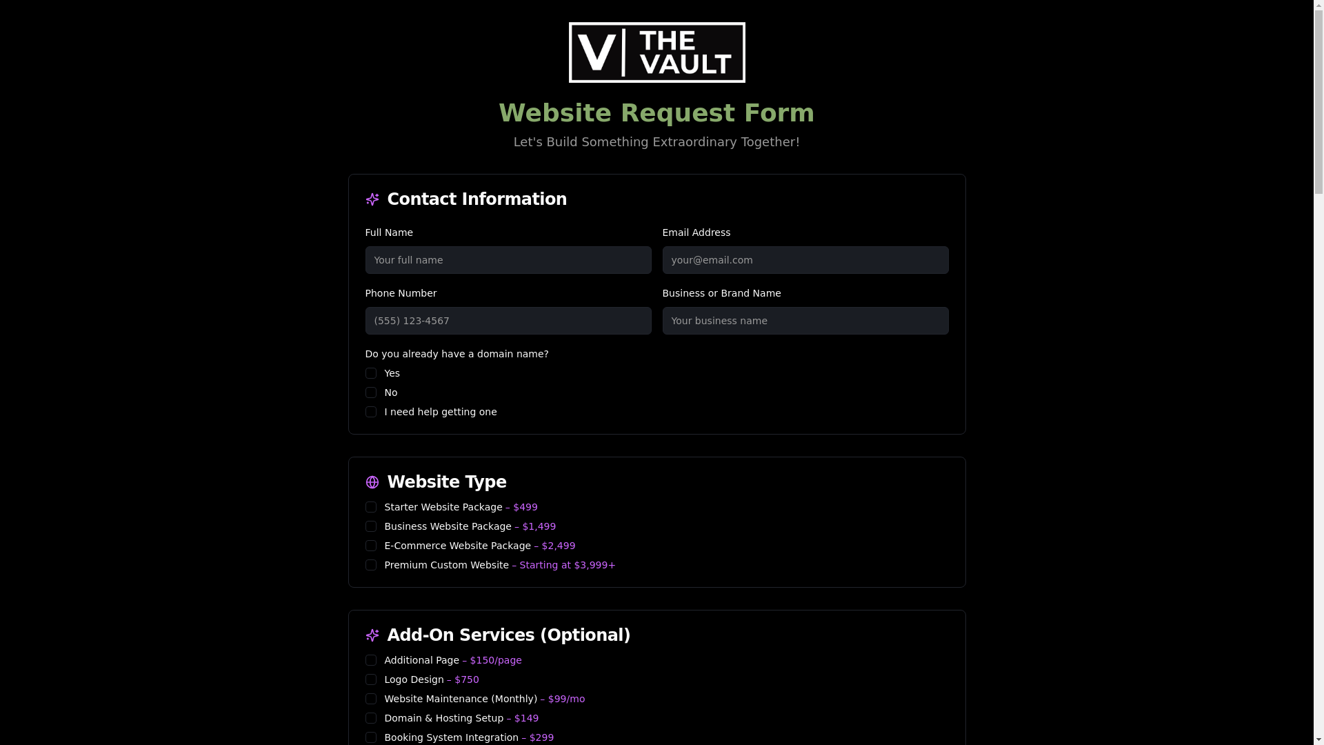 website screenshot of https://thevaultshop.info/