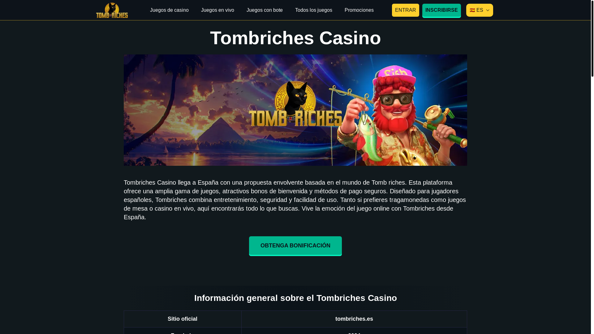 website screenshot of https://tombriches.es/