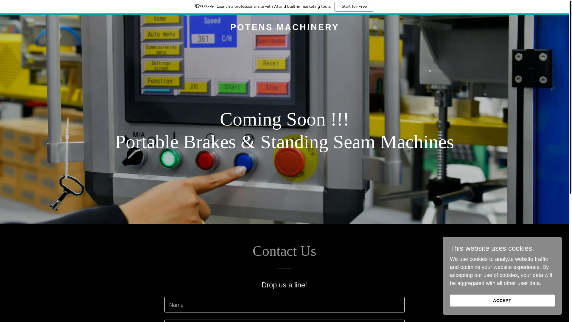 website screenshot of https://potensmachinery.com/