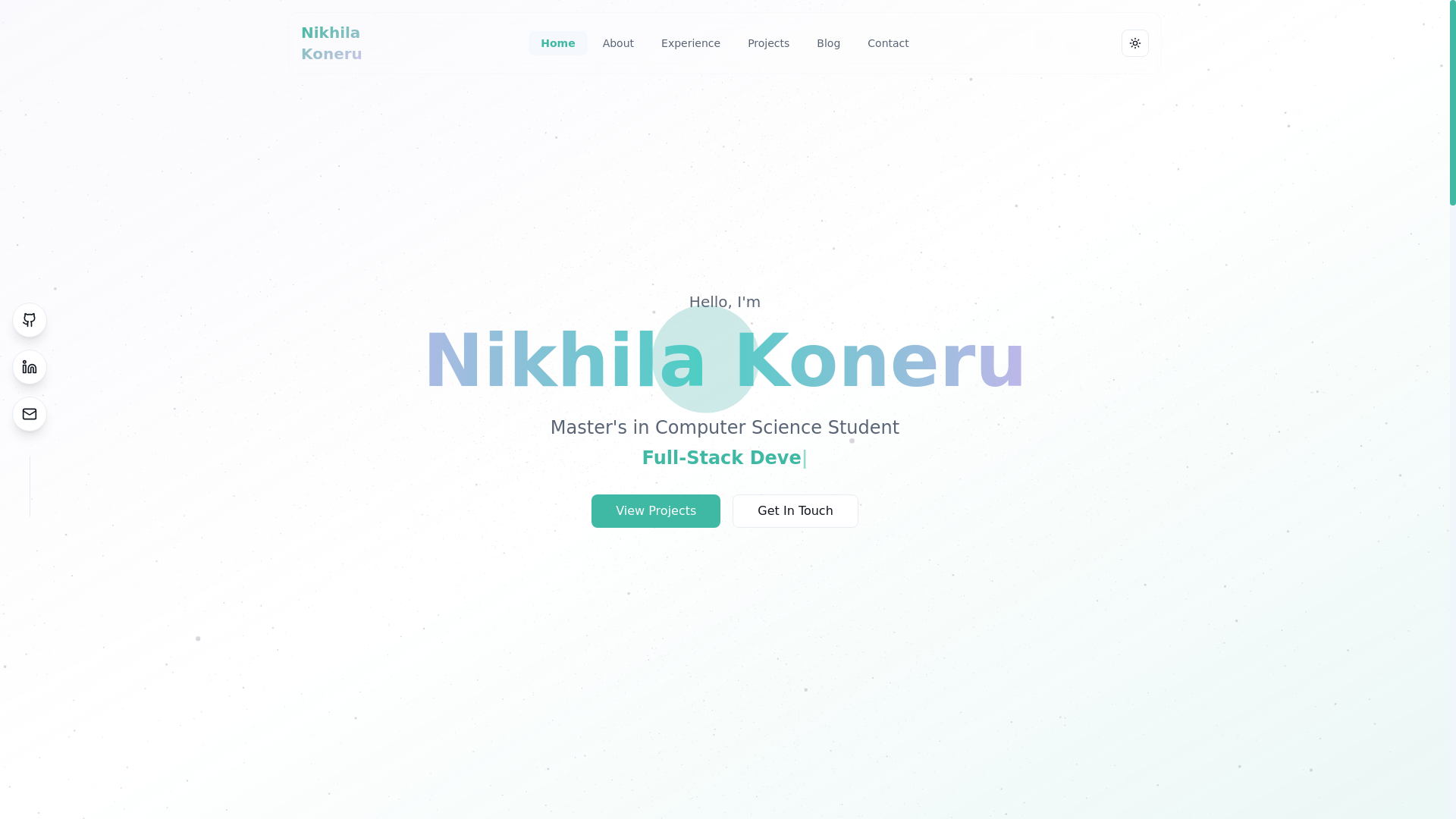 website screenshot of https://nikhilakoneru.com/