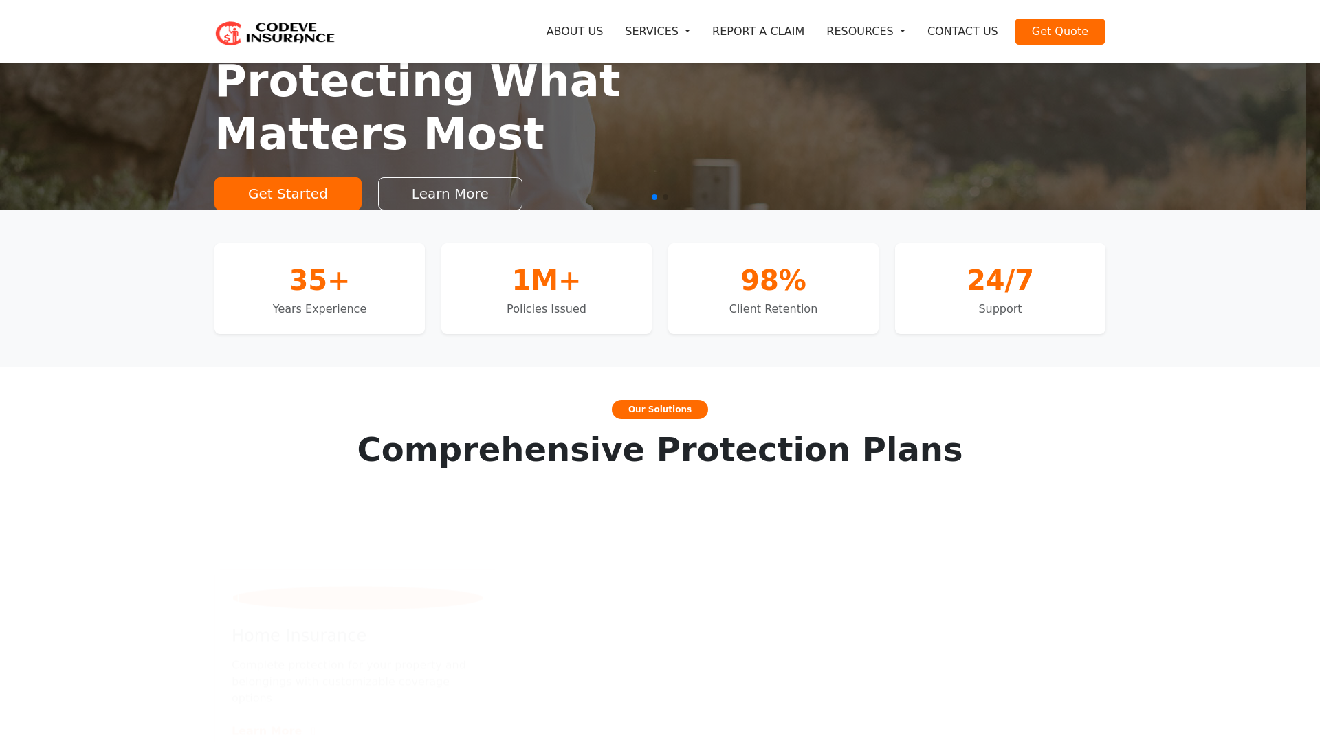 website screenshot of https://codeveinsurance.com/