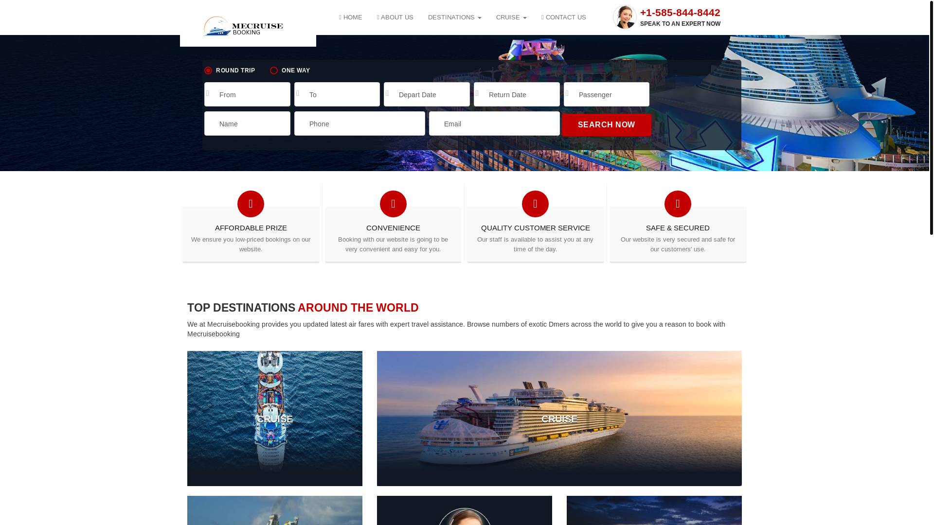 website screenshot of https://mecruisebooking.com/