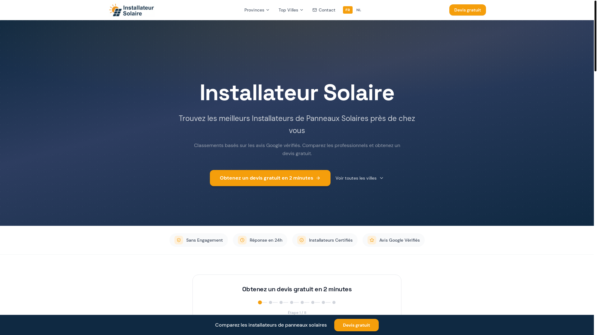 website screenshot of https://installateur-solaire.be/