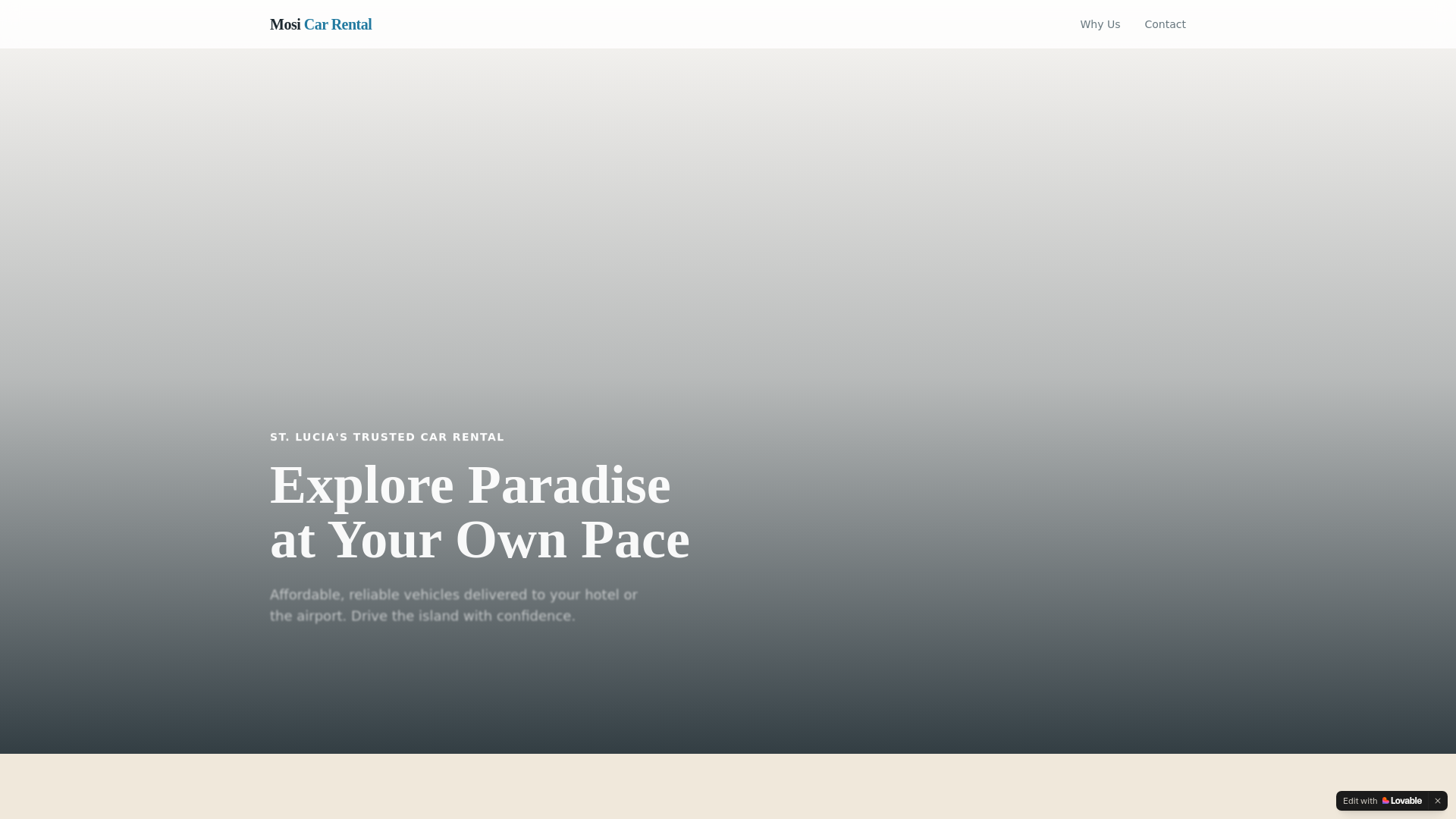 website screenshot of https://mosicarrental.com/