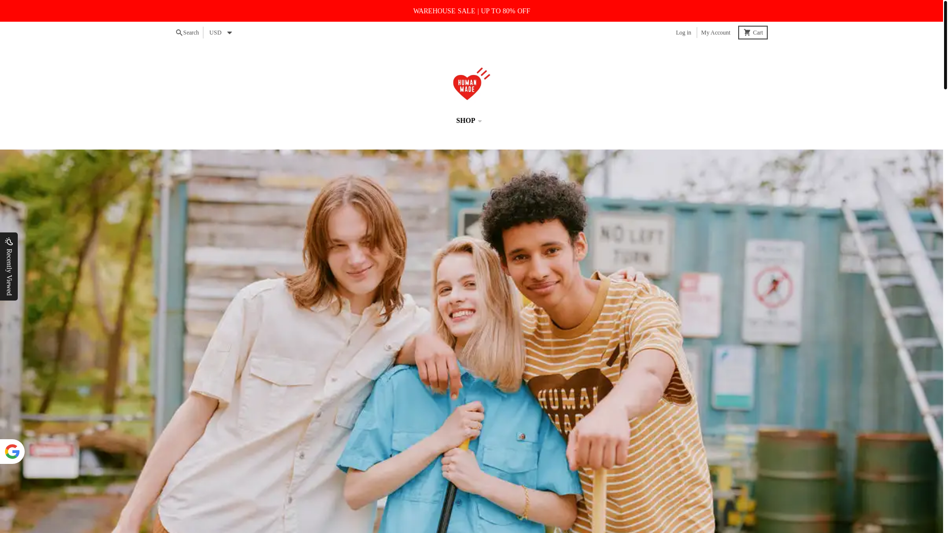 website screenshot of https://humanmadesale-jp.com/