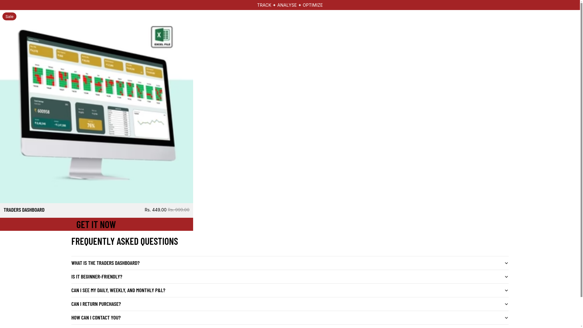 website screenshot of https://tradersdashboard.in/