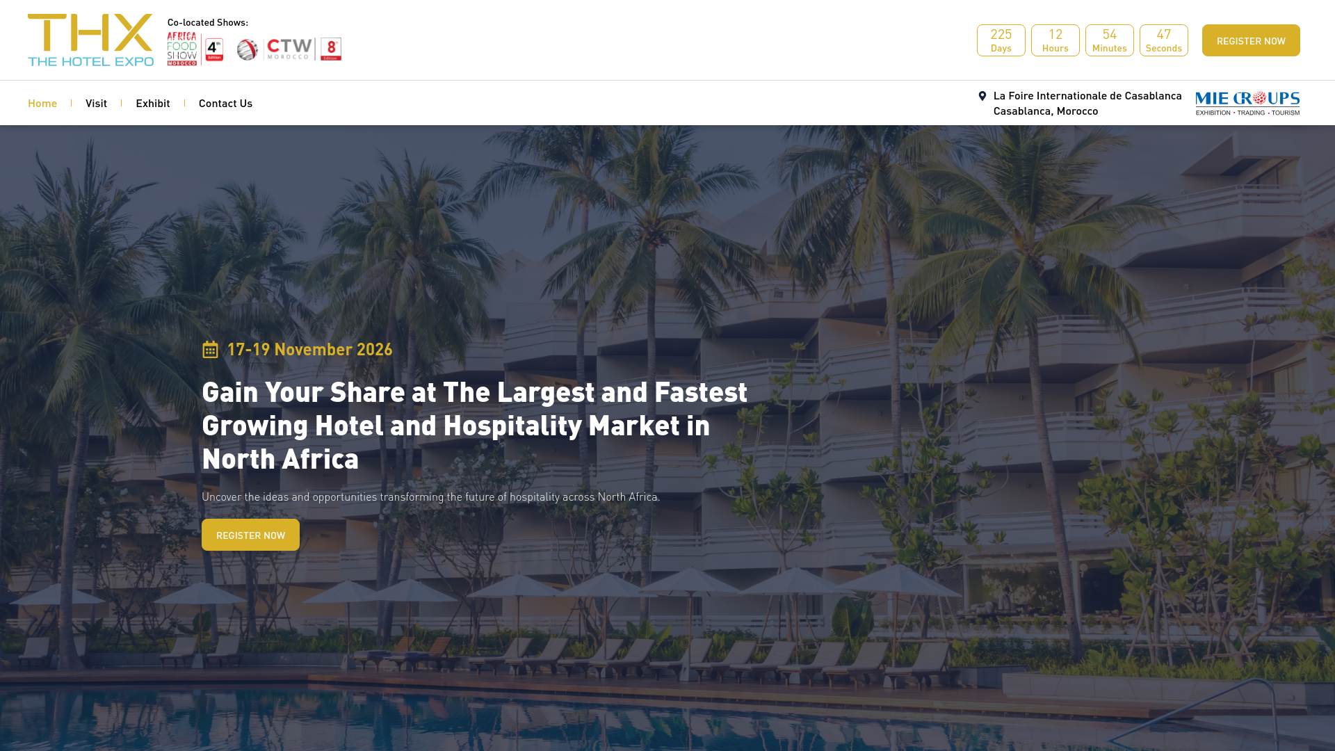 website screenshot of https://africahotelexpo.com