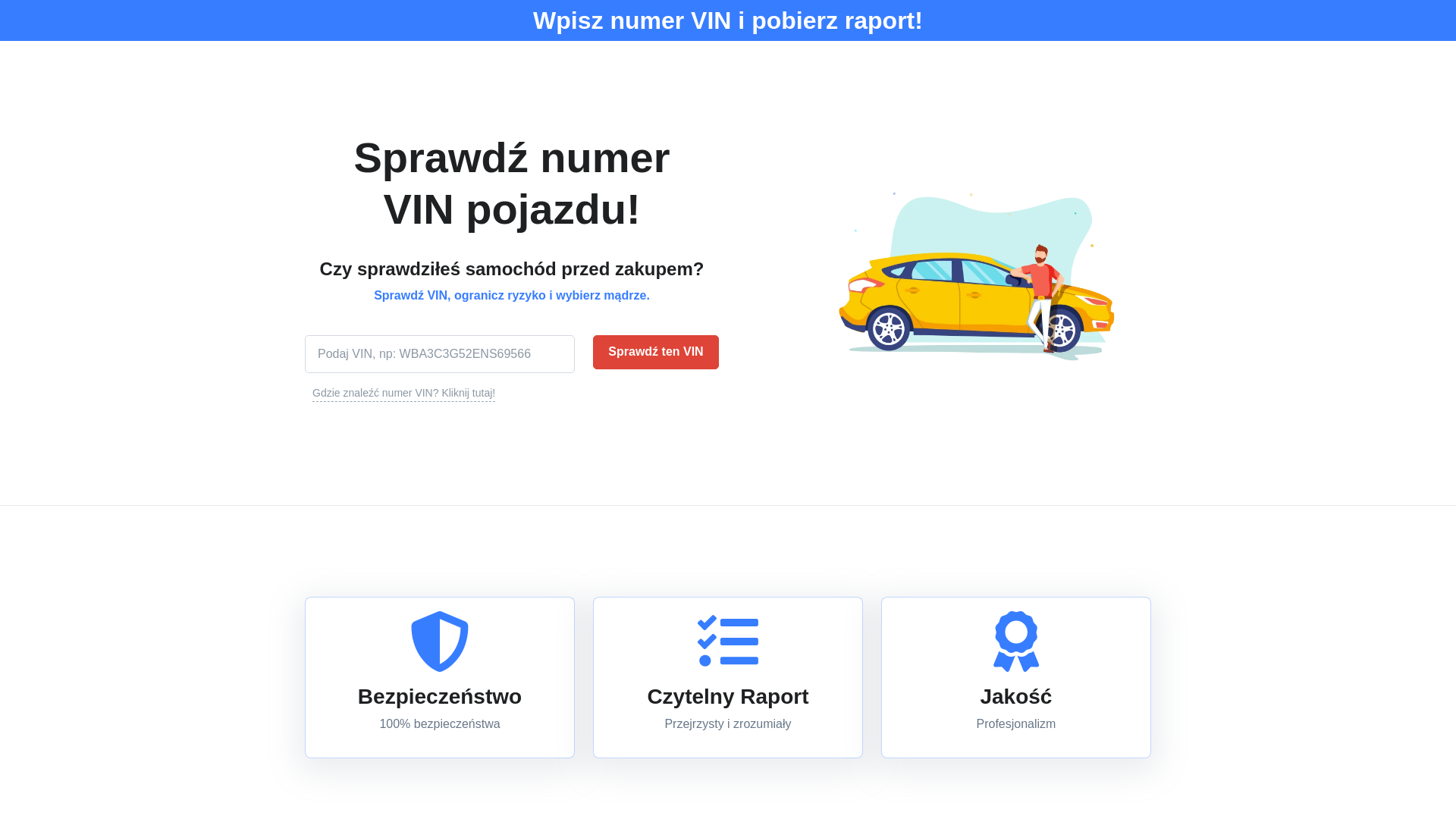 website screenshot of https://sprawdz-vin-pojazdow.pl/